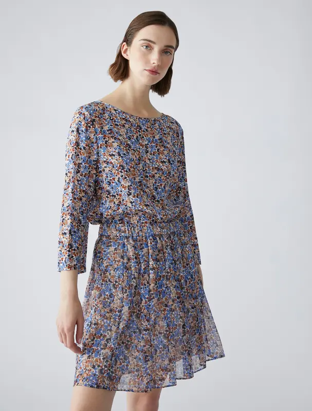 Blusa con Fantasia Floreale / Azzurro