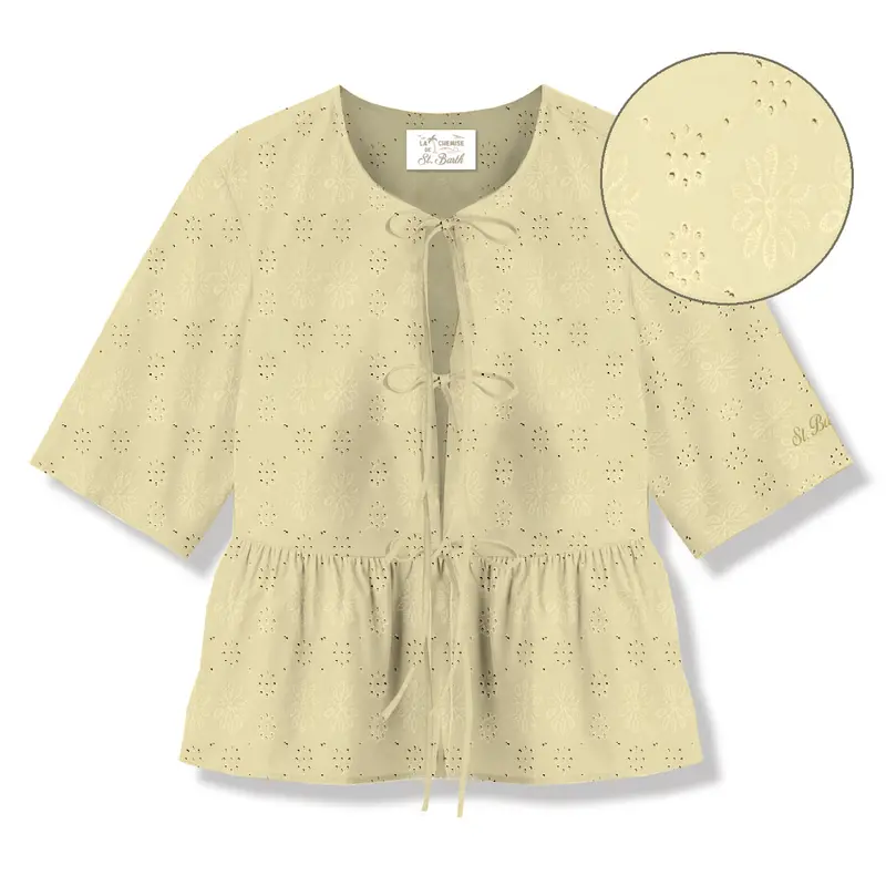 Blusa con Fiocco Ricamato / Giallo