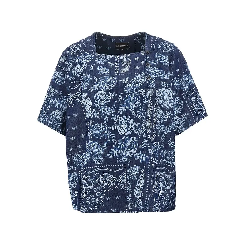 Blusa in chambray stampa Bandana