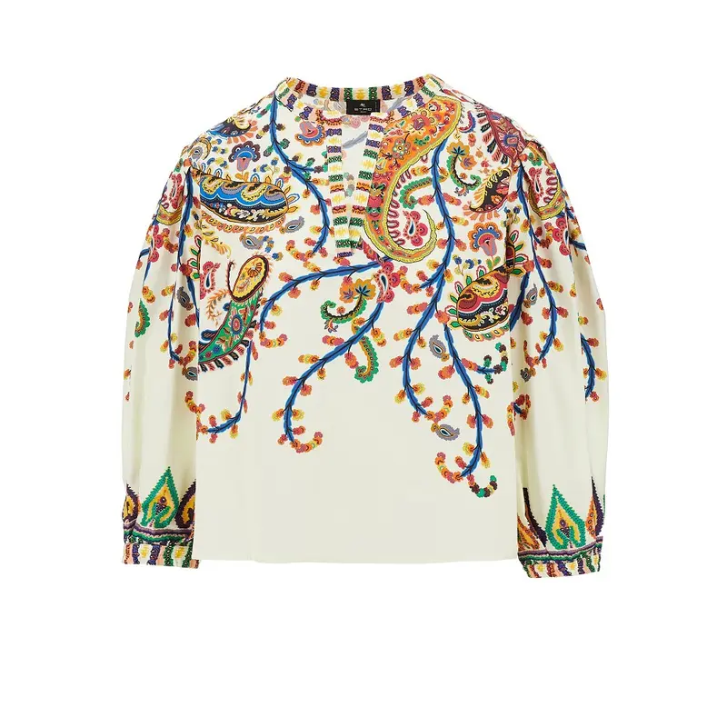 Blusa in cotone con motivo Paisley