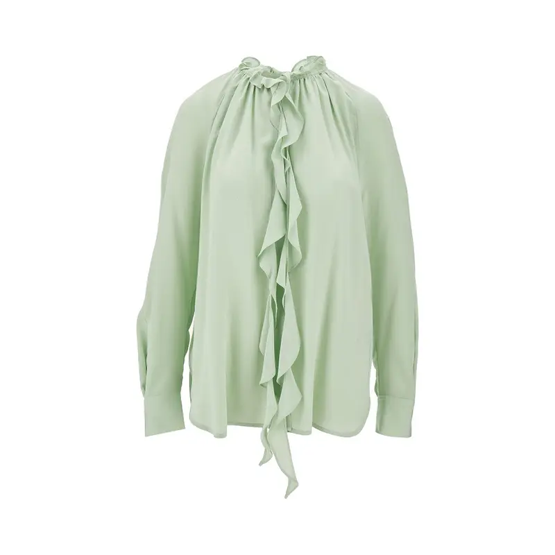Blusa in Crepe de Chine con volant