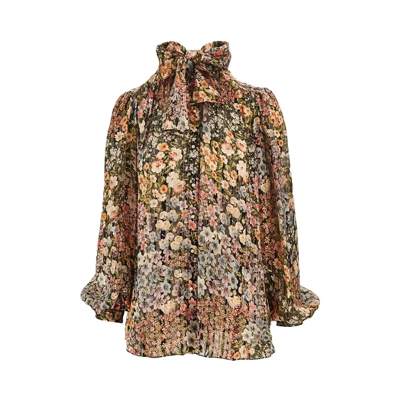 Blusa in Crepe de Chine floreale