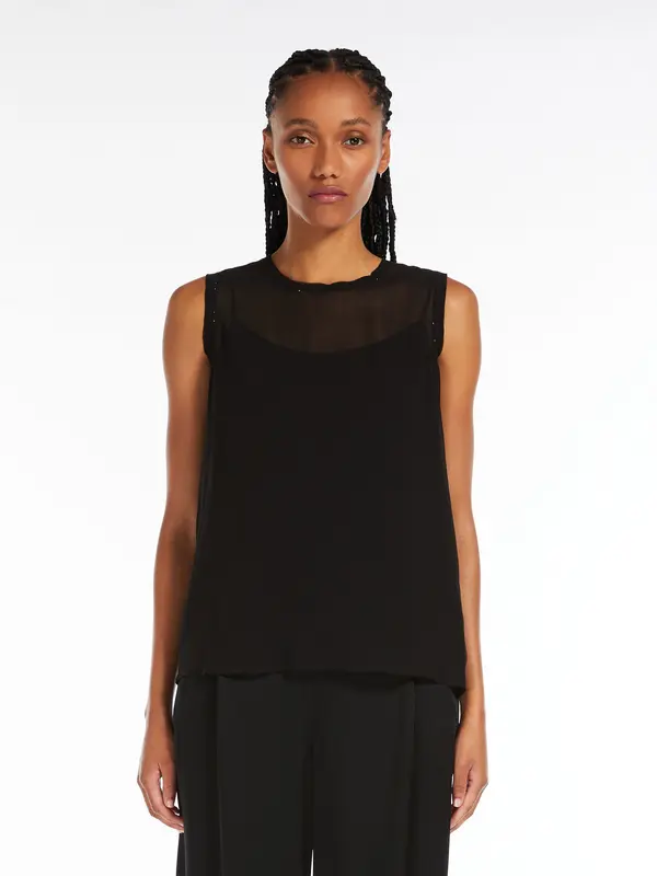 Blusa in Georgette di Seta / Nero