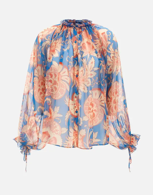Blusa in seta con motivo floreale