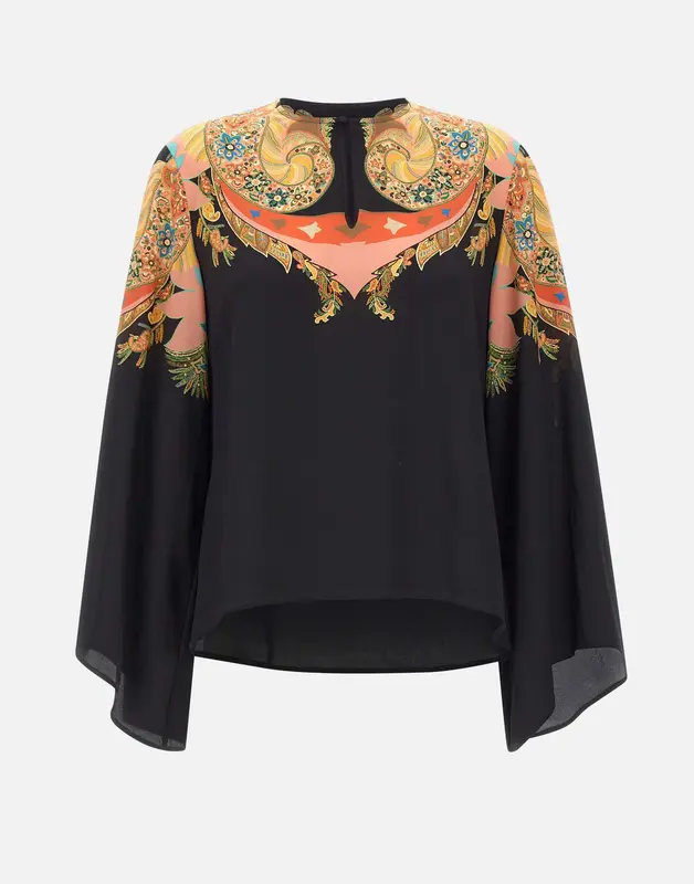 Blusa in seta con stampa paisley floreale