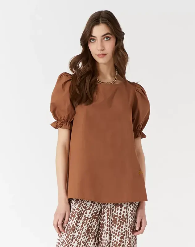 Blusa Manila Grace in Popeline / Marrone