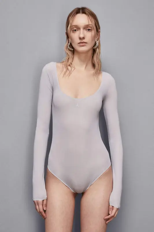 Body a Maniche Lunghe / Grigio