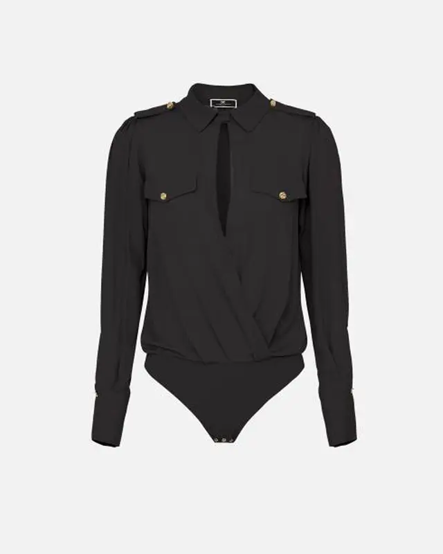 Body camicia incrociato nero