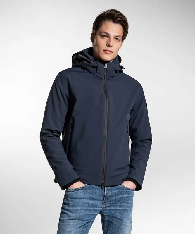 Bomber Liscio in Tessuto in Tre Strati / Blu