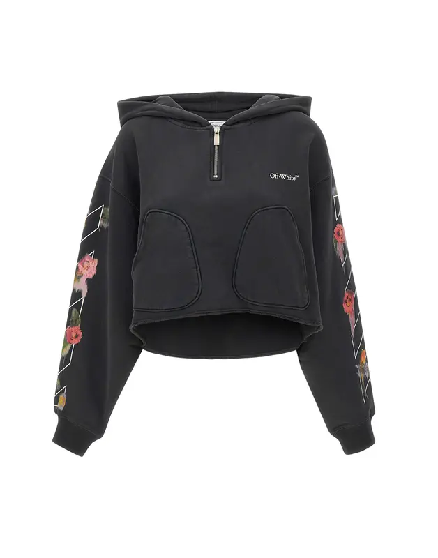 "Bookish Flower Pocket Crop Hoodie"