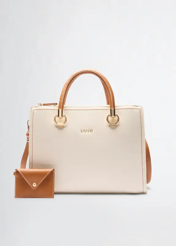 Borsa a Mano con Logo / Crema
