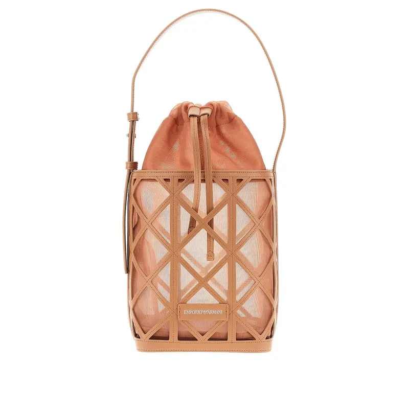 Borsa a secchiello in pelle sintetica e mesh
