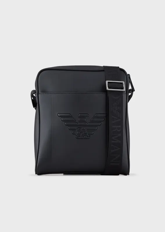 Borsa a tracolla con maxi logo aquila / Nero