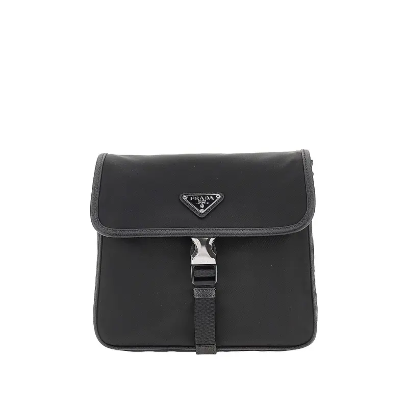 Borsa a tracolla in Re-Nylon e pelle Saffiano
