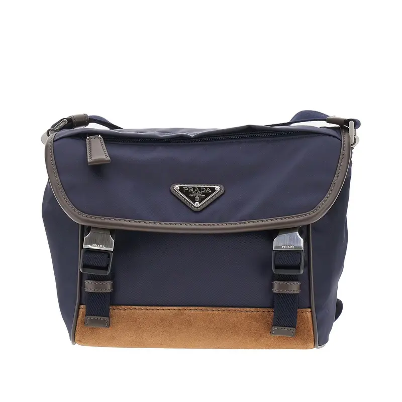 Borsa a tracolla in Re-Nylon e pelle