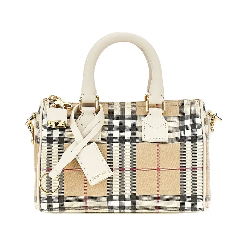 Borsa bowling mini in tessuto spalmato Check