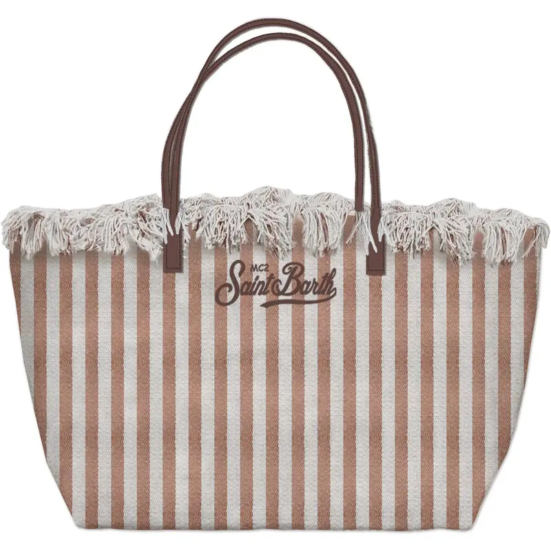 Borsa City Regular con Manici in Pelle / Beige