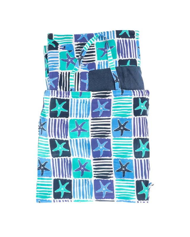 Borsa con telo mare spugna stelle blu
