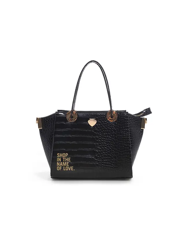 Borsa Le Pandorine effetto cocco / Nero