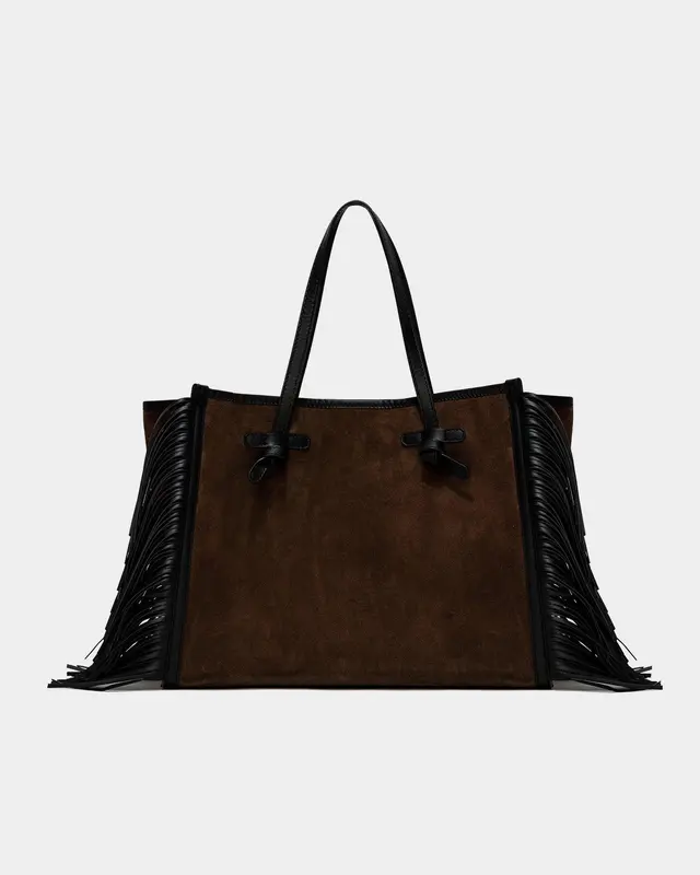 Borsa Marcella suede marrone frange