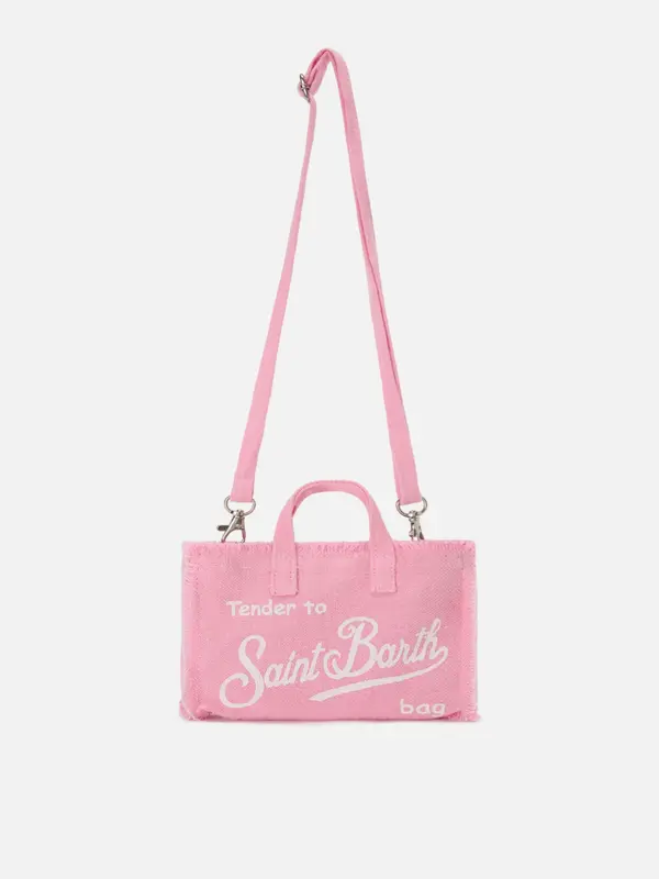 Borsa Micro Phone in Lino / Rosa