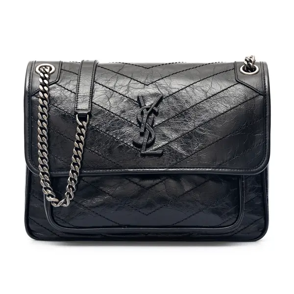 Borsa Niki media in pelle increspata