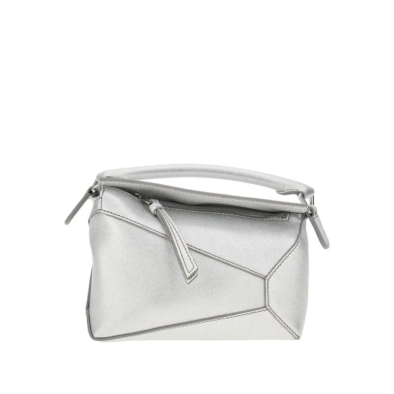 Borsa Puzzle Edge mini in pelle metallizzata