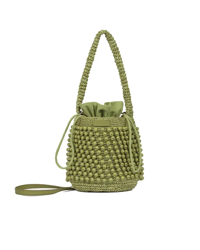 Borsa rafia perline verde