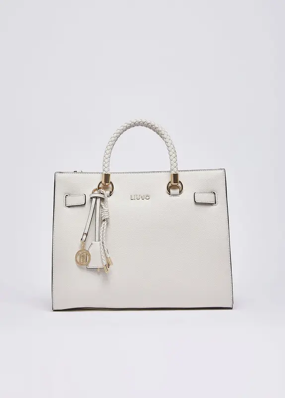 Borsa Satchel Media con Charms / Avorio
