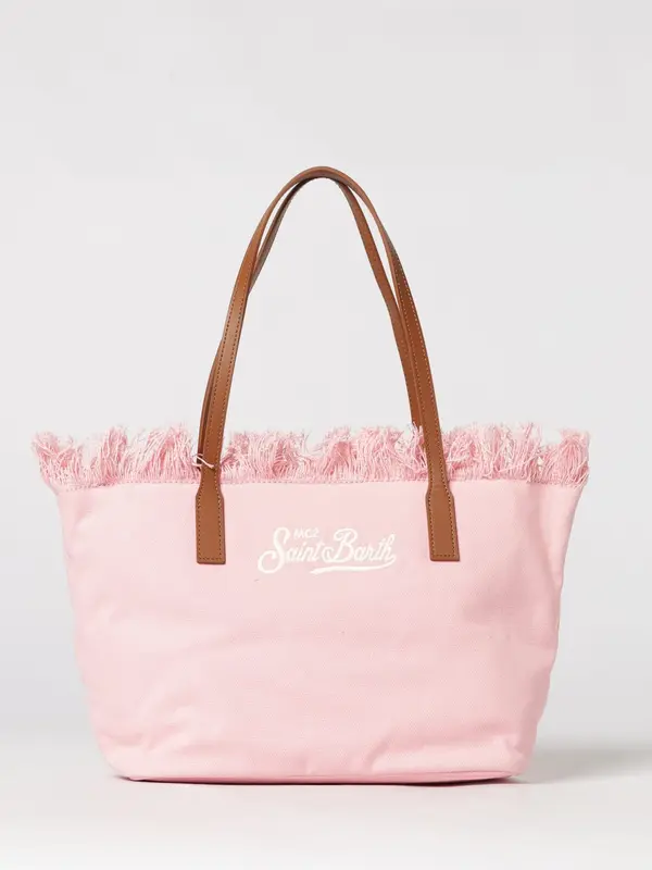 Borsa Shopper City Medium in Canvas con Frange / Rosa