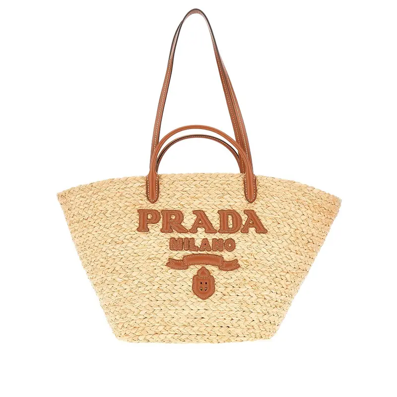 Borsa shopping in rafia con logo