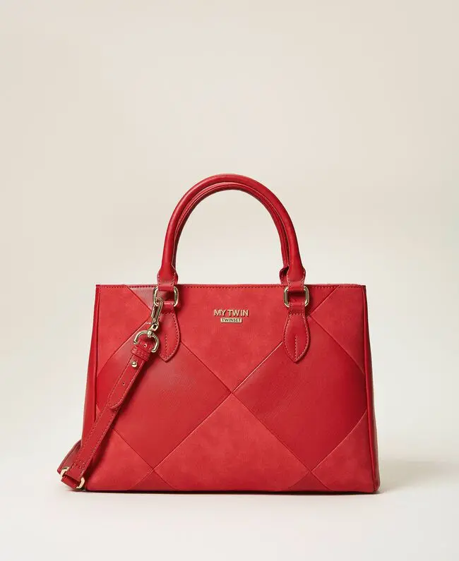 Borsa shopping in similpelle / Rosso