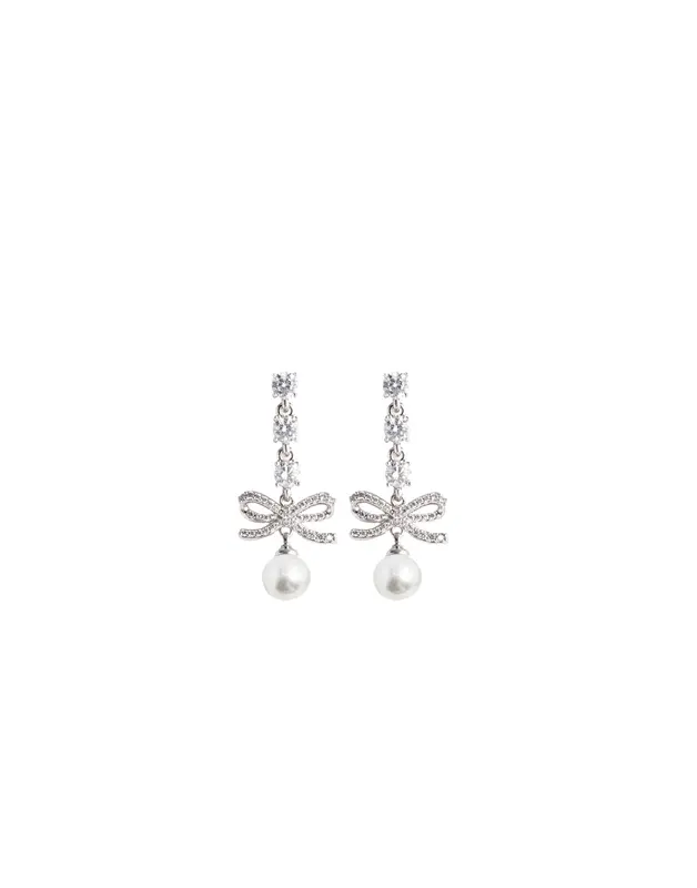 "Bow Crystal Charm Earring"