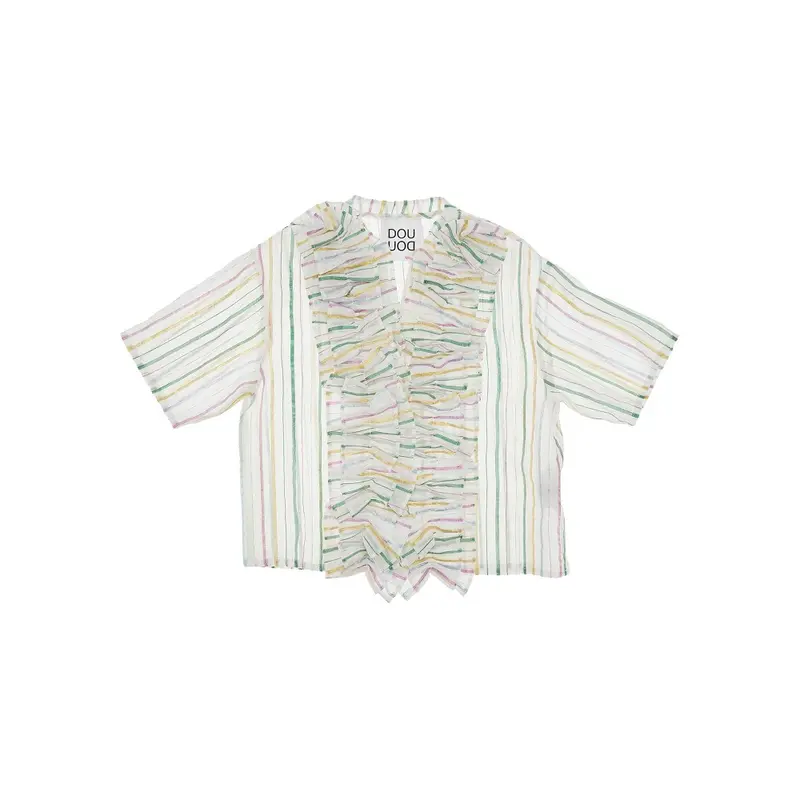 Camicetta in organza a righe metallizzate