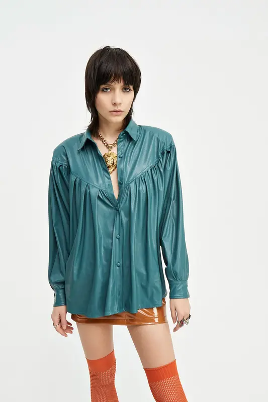 Camicia Aniye By in ecopelle / Blu