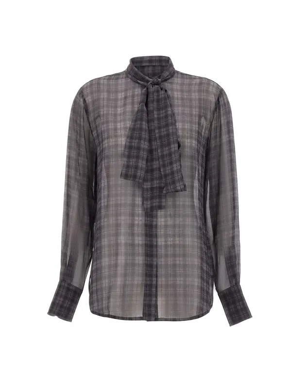 Camicia donna con fiocco in seta