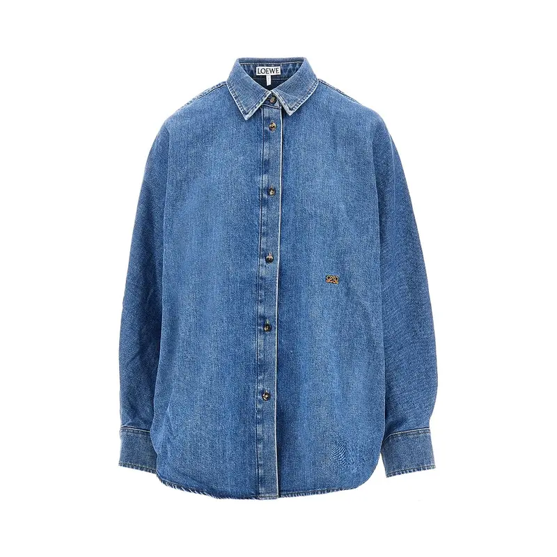 Camicia in denim con maniche a pipistrello