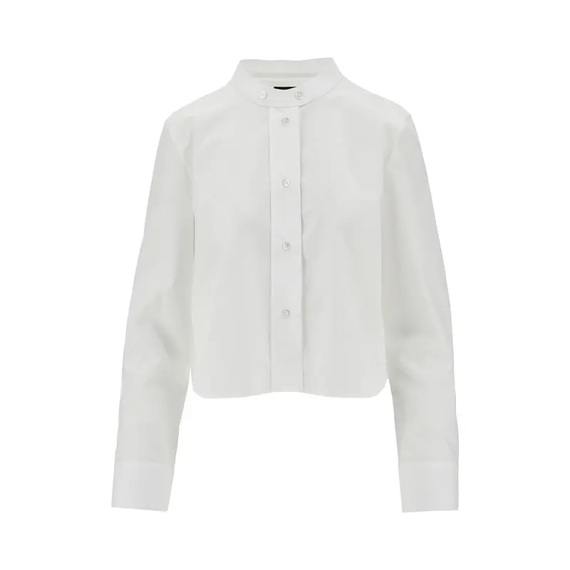 Camicia in popeline con colletto alla coreana