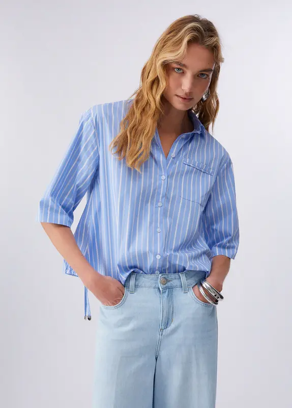 Camicia in Popeline di Cotone / Azzurro