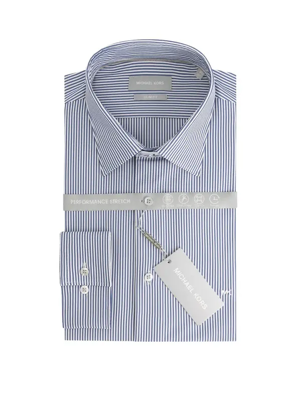 Camicia in Tessuto Tecnico Slim Fit / Blu