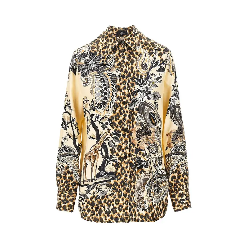 Camicia in twill di seta Paisley animalier