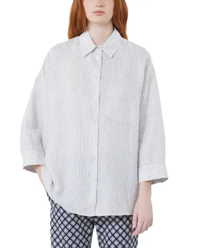 Camicia Panetto lino righe celeste