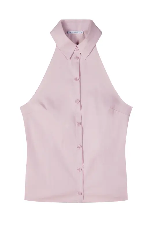 Camicia Smanicata con Colletto / Rosa
