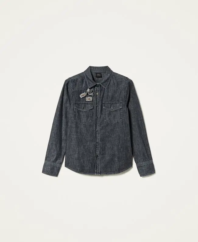Camicia Twin Set in Jeans / Nero