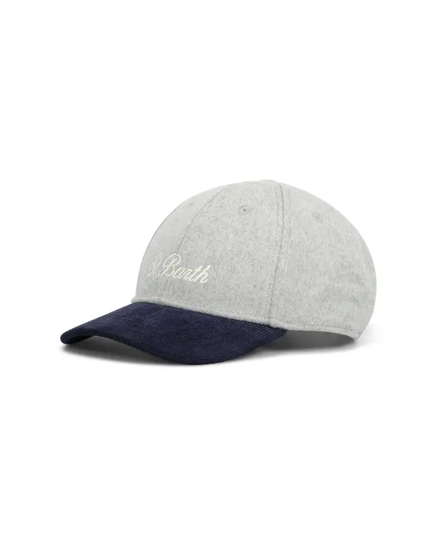 Cappello Baseball lana velluto grigio blu