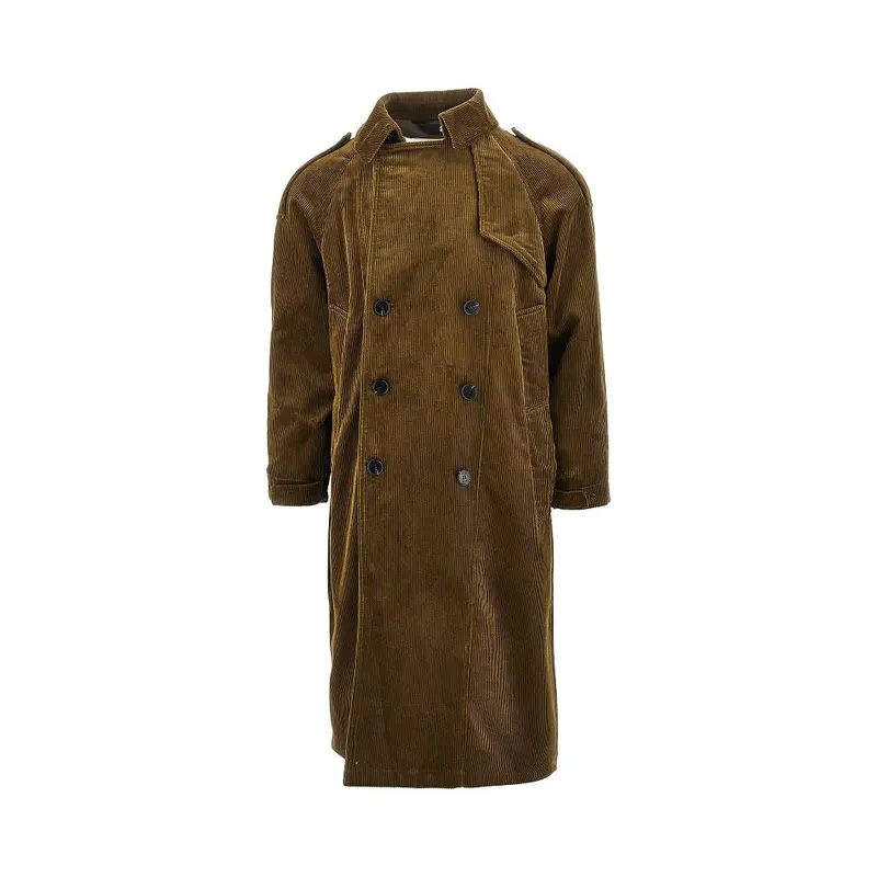Cappotto doppiopetto lungo in velluto a coste