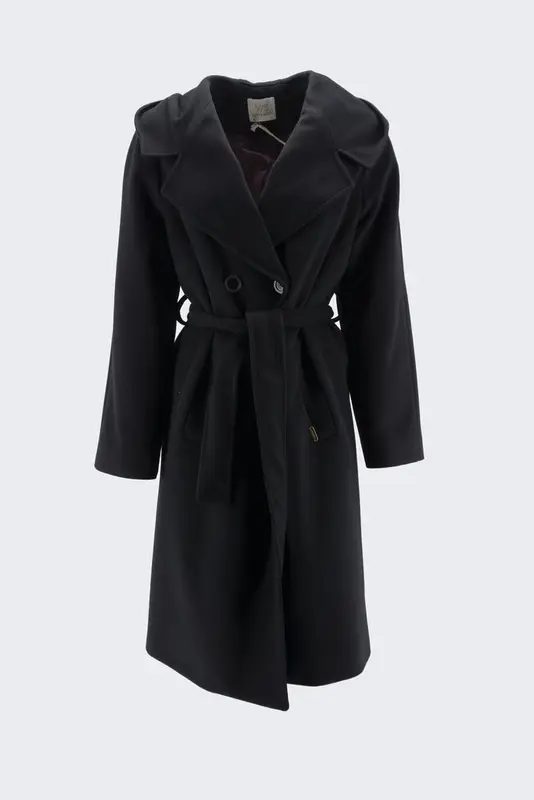 Cappotto Lungo con Cintura / Nero