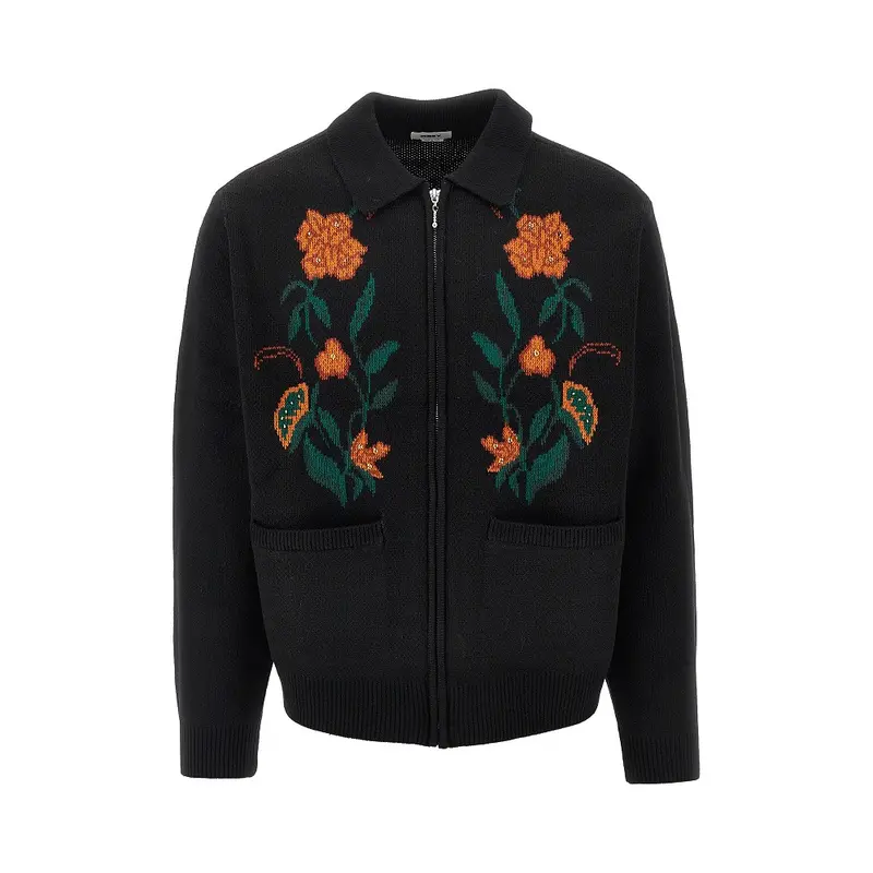 Cardigan full-zip con motivo floreale