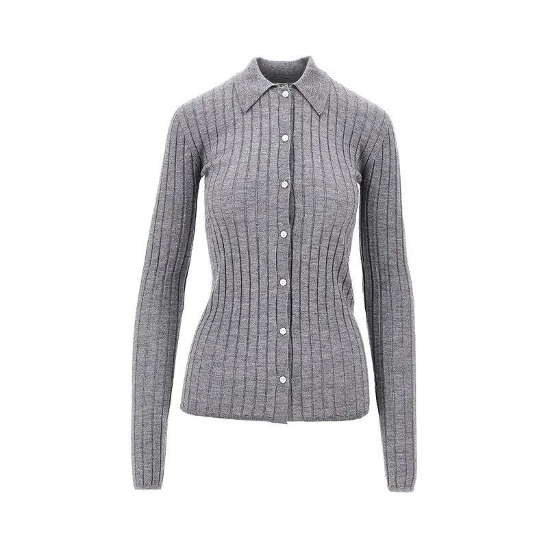 Cardigan in cachemire e seta a costine
