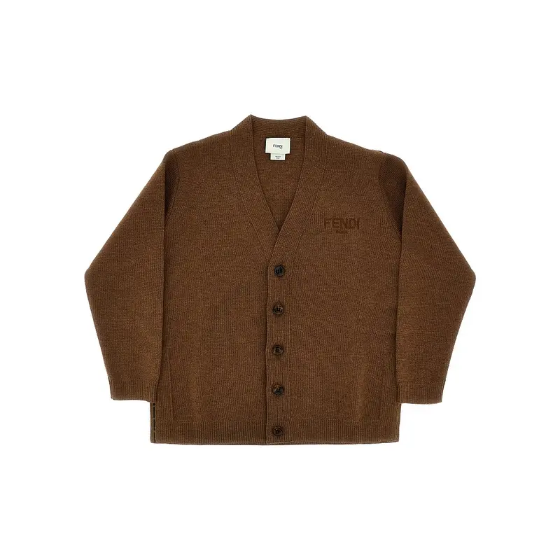 Cardigan in lana con finiture FF